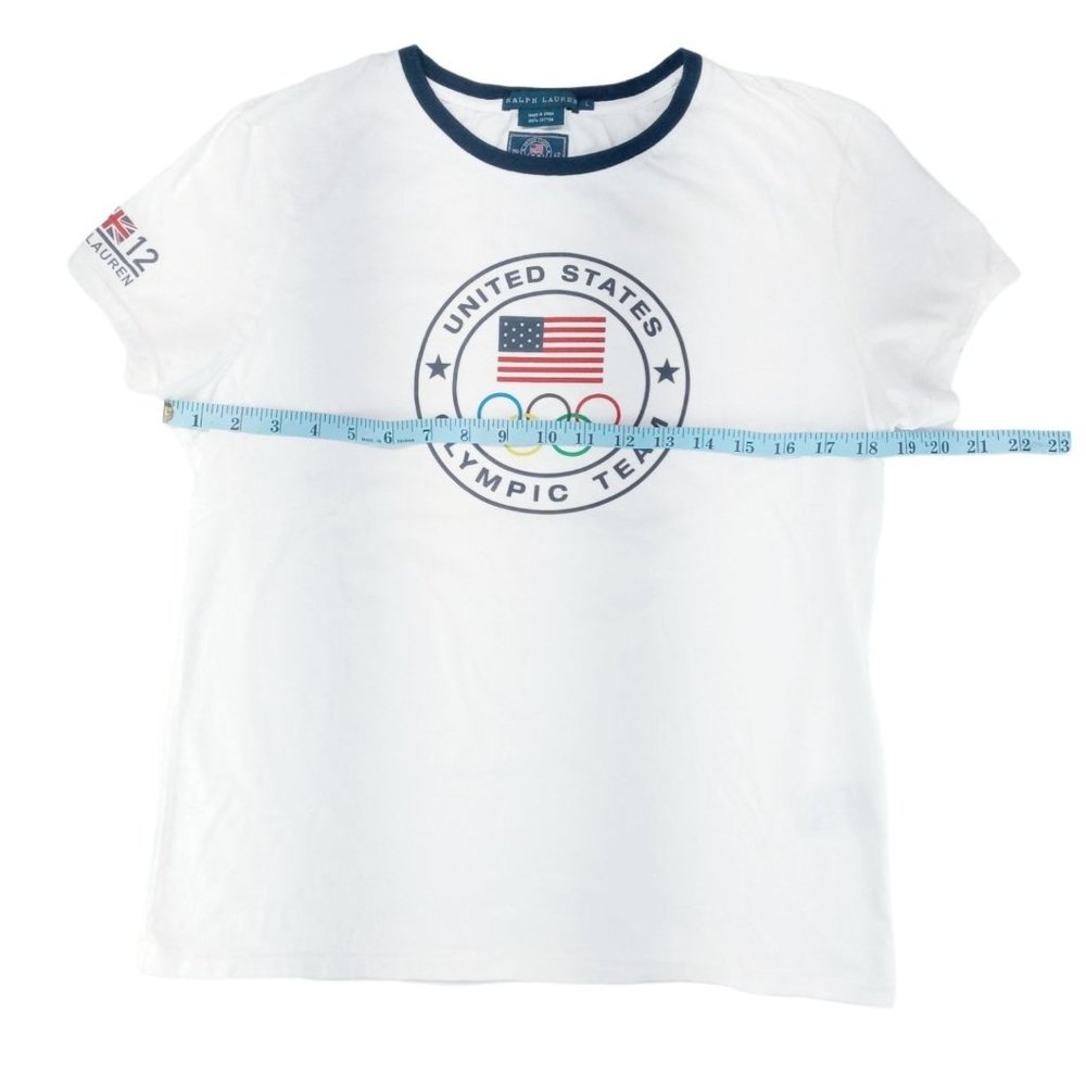Ralph Lauren Olympic Top Women's Large White Short Sleeve 2012 American Flag New - Picture 8 of 8